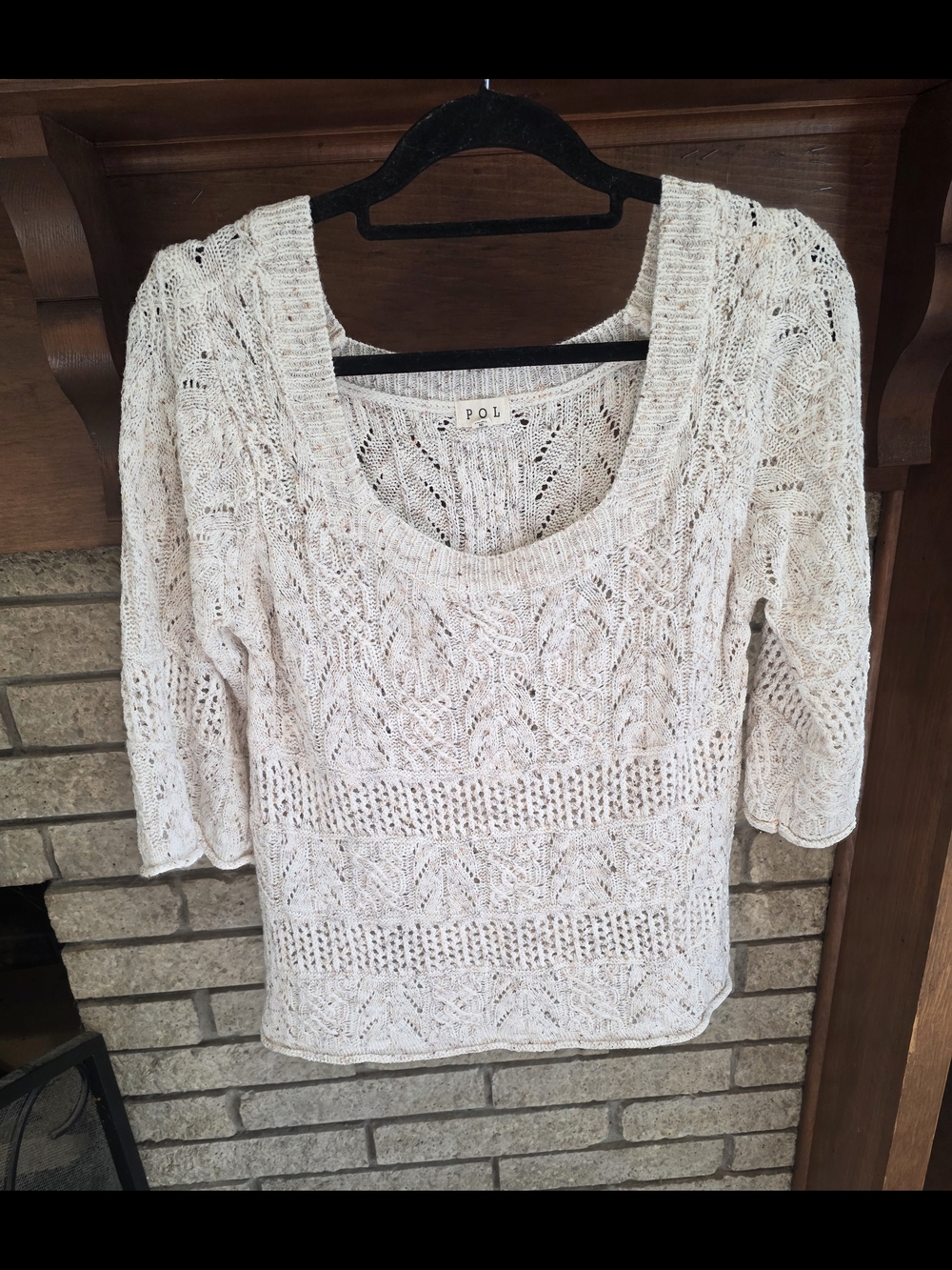 POL Crochet Scoop-Neck Sweater in Cream